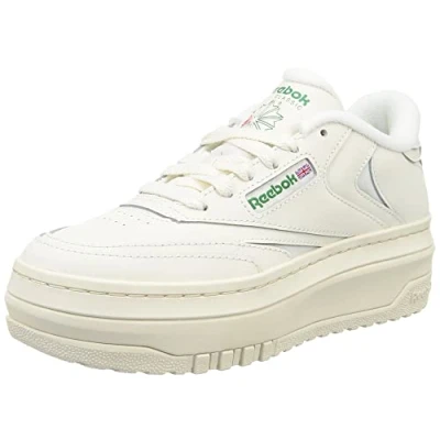 Image of Reebok Classic CLUB Extra Trainers, Women&#039;s, Size: 5, Chalk/glen green Imitation leather/ textile