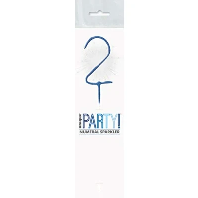 Image of Blue Glitz Number 2 Birthday Sparkler (17cm) Perfect for Birthday, Anniversary &amp; Milestones Celebration 1 Pc