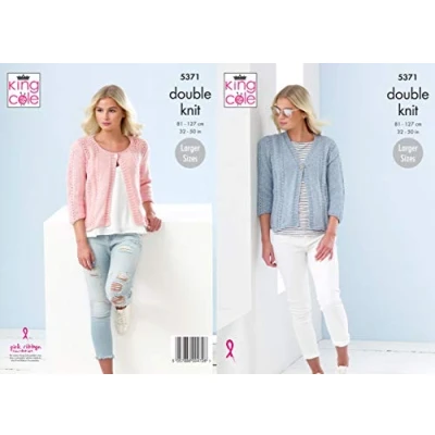 Image of King Cole 5371 Knitting Pattern Womens V and Round Neck Cardigans in Cotton Top DK