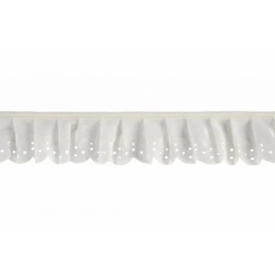 Image of Broderie Anglaise Gathered Lace Trim Cream per metre