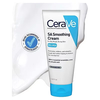 Image of CeraVe SA Smoothing Cream Moisturiser Tube with Salicylic Acid for Dry, Rough &amp; Bumpy Skin 177ml