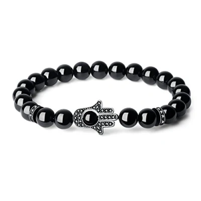 Image of COAI Hamsa Bracelet Protection Tourmaline Stone Beaded for Men Women
