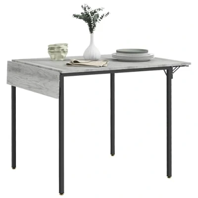 Image of HOMCOM Folding Dining Table, Extendable Kitchen Table for Small Space, Drop Leaf 2 4 People, Grey