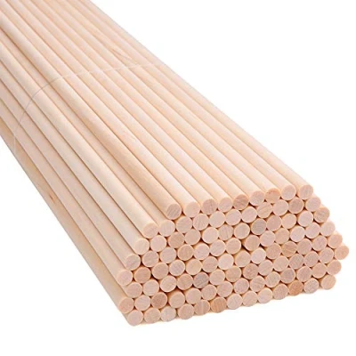 Image of H&amp;S Wooden Sticks Wood Dowel Rods 100pcs 15cm x 4mm Craft Unfinished Natural Rod Dowels for Crafting