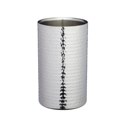 Image of BarCraft Wine Cooler, Double Walled Stainless Steel Champagne 12 x 20cm, Hammered Finish