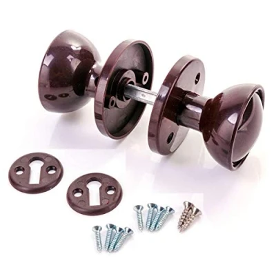 Image of Merriway Brown BH01833 Plastic Mortice Door Shed Garage Knob Set