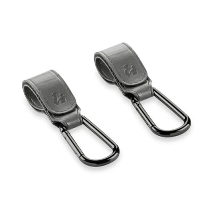 Image of hauck Pram Hook for Changing Bags Backpack Holder Leather Style, Bag Holder, Buggy Carabiner, Universal Fit, Pack of 2 (Grey)