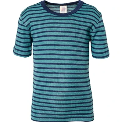 Image of Engel Natur, Children&#039;s Vest Short Sleeve, 70% Wool 30% Silk (3 4 Years EU 104, Kingfisher/Navy)