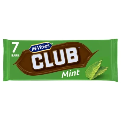 Image of McVitie&#039;s Club Mint Chocolate Biscuit Bars 7 (Pack of 1)