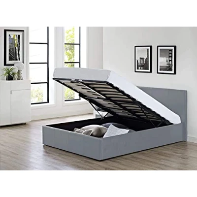 Image of MODERNIQUE® Grey Faux Leather Storage Ottoman Gas Lift Up Bed Frame in Single, Small Double, King &amp; Super size (4ft6 Double)