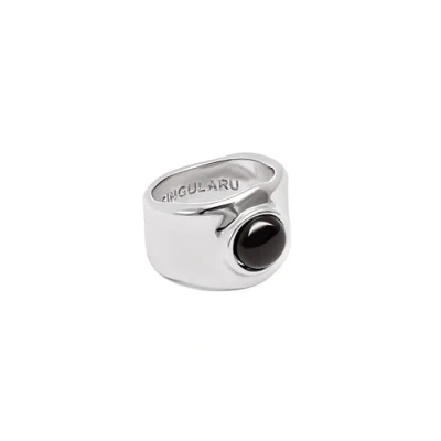 Image of SINGULARU My Onyx Ring Solid Brass with Rhodium Plated Finish and Onix Stone Jewelry for Women Made in Spain Various Finishes Sizes, 56 (17.8), Brass, Not applicable