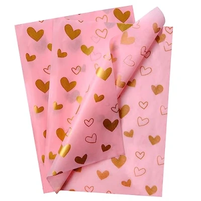 Image of 20x28inch Tissue Paper for Gift,30 Sheets Gold Paper,Wrapping Birthday Parties Christmas Weddings DIY Crafts (Pink, 70X50cm)