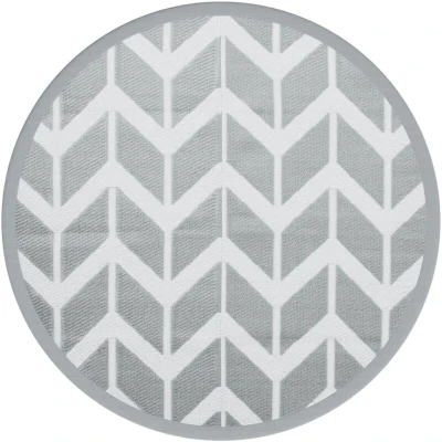 Image of vidaXL Outdoor Carpet Ø160 cm Grey Polypropylene PP Rug, UV Resistant, Reversible, Easy Clean, Portable for Garden, Patio, Balcony, Terrace