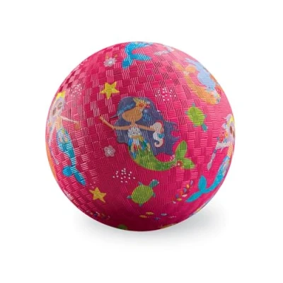 Image of Crocodile Creek Small Rubber Playground Ball 7 Size for Kids 3 Years and Up Ships Inflated &amp; PVC Free Durable Design Indoor, Outdoor Games Active Sports Mermaids