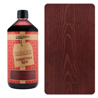 Image of Littlefair&#039;s Water Based Wood Dye Special Colours Range Indoor and Outdoor Use Environmentally Friendly Christmas Red (1ltr)