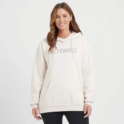 Image of adidas Sportswear Terrex Multi Large LOGO Hoodie, Women&#039;s, Size: Medium, Putty mauve