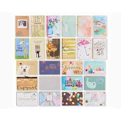Image of American Greetings All Occasion Cards Assortment, Wedding, Birthday, Congratulations, Friendship, Sympathy, Baby Shower, Thank You (24 Count)