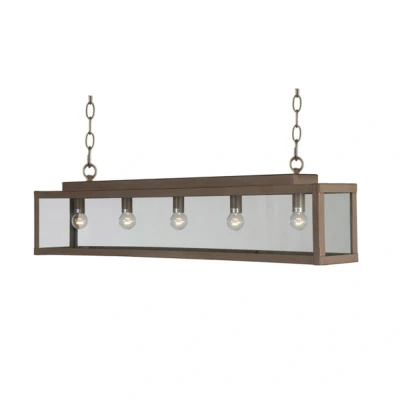 Image of Zenia 5 Light Straight Bar Pendant Ceiling Pale Taupe
