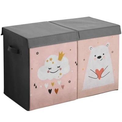 Image of Navaris Large Toy Box Versatile Kids&#039; Chest with Lid Playroom Toybox for Home Organisation Organiser Chests Lids Boys &amp; Girls Storage Boxes Toys Pink