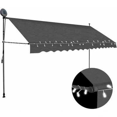 Image of vidaXL Manual Retractable Awning with LED 350 cm Anthracite
