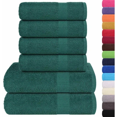 Image of vidaXL 6 Piece Towel Set Green 360 gsm 100% Cotton