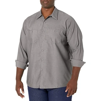 Image of Red Kap Men&#039;s Industrial Work Shirt, Regular Fit, Long Sleeve Utility Button, Chocolate Brown, S