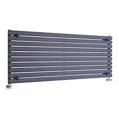 Image of Milano Aruba Anthracite Horizontal Single Oval Panel Radiator 590mm x 1600mm