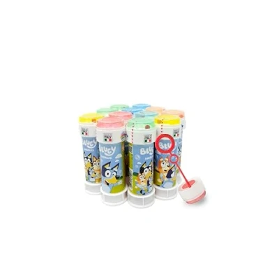 Image of Anila&#039;s Bluey Bubble Tubs with Wands, 60ml Solution &amp; Maze Lid, Set of 12, Party Bag Fillers Favours, Outdoor Fun, Ages 3+