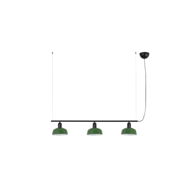 Image of Tatawin Small Bar Pendant Ceiling Light Black, Gloss Green 3x E27