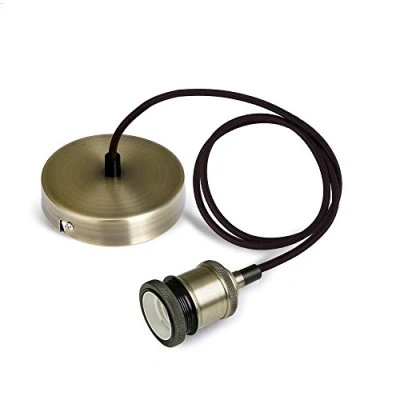 Image of Vintage Pendant Light Fitting Modern Retro Industrial Style E27 Lamp Holder Antique Brass