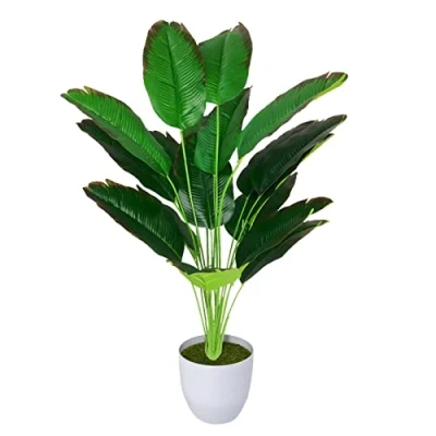 Image of AIVORIUY Artificial Areca Palm Plant Fake Tropical Tree Potted Monstera, Large Faux Silk Plants in Pot for Indoor Outdoor House Home Office Garden Modern Decoration (82cm Red Bird of Paradise)