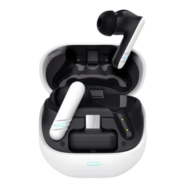 Image of GXTrust 409 Oxxie Wireless Earbuds PS5 Switch PC Mobile, Bluetooth or USB C Receiver, Gaming Earphones with 4 ENC Noise Cancelling Microphones, 40h Battery Life, Low Latency Stereo In Ear Buds, White