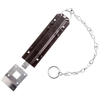 Image of Heavy Duty Spring Loaded Pull Chain Bolt Gate/Garage Door Ground Latch Lock