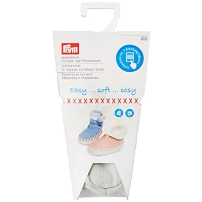 Image of Prym Leather Soles Slipper and Sock, Grey, 23 x 11 3 cm