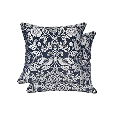 Image of Emma Barclay Eden Jacquard Cushion Cover in Navy 17x17 (43x43cm)