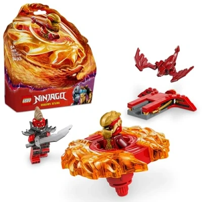 Image of LEGO NINJAGO Kai’s Dragon Spinjitzu Spinner with 2 Minifigures &amp; Flying Elements Ninja Building Toy for 6+ Year Old Boys Girls Small Gift Idea 71823