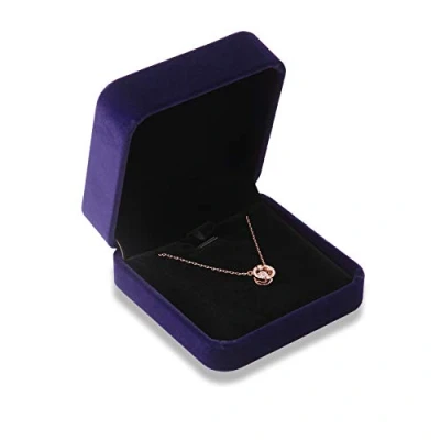 Image of Bujingyun Velvet Necklace Pendant Bracelet Display Box Jewelry Gift Boxes (Blue Color)