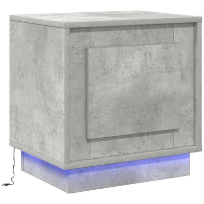 Image of vidaXL Bedside Cabinet with LED Lights Concrete Grey 44x34,5x45 cm