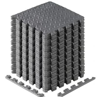 Image of Yes4All FUKR Interlocking Mat Protective Flooring, Solid, N. 36 Square Feet (36 Tiles) Gray, 12sqft (12&#039;&#039; x 12&#039;&#039;)