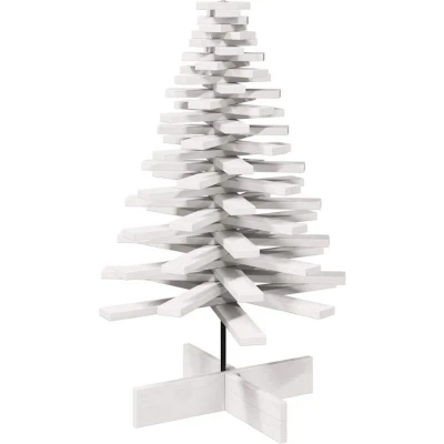 Image of vidaXL Wooden Christmas Tree for Decoration White 100 cm Solid Wood Pine