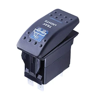 Image of Mintice™ Car Vehicle 12V 20A Blue LED Light Rocker Toggle Switch 5Pin Tray