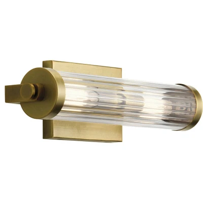 Image of Kichler Azores Bathroom Wall Lamp Natural Brass, IP44