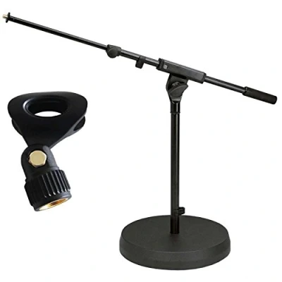 Image of K&amp;M 259/6 Microphone Stand Low Design with Boom and Plate Base Keepdrum MH10 Clamp