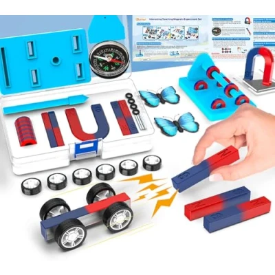 Image of Labs Junior Science Magnet Set for Experiment Education Tools Physics Toys Kids Icluding Bar/Ring/Horseshoe/Compass Magnets