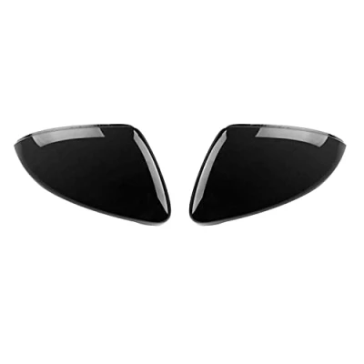 Image of Rearview Side Wing Mirror Cover Case Caps Compatible with Golf 7 Mk7 7.5 GTI Gtd R L E 2013 2017 (Gloss Black)