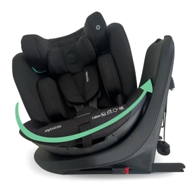 Image of My Babiie MBCS300 Easy 360 Spin R129 Baby Car Seat Top Tether, ISOFIX, Birth to 12yrs (40 150cm), i Size, ERF, Group 0+/1/2/3, Rotating Swivel Black
