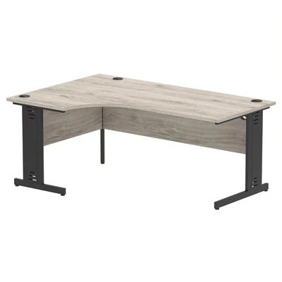 Image of Impulse 1800 LH Crescent Desk Grey Oak/Black Cable Managed Leg