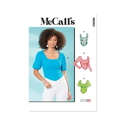 Image of MCCALLS M8364A5 Misses&#039; Knit Corset Tops A5(6 8 10 12 14)