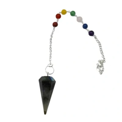 Image of VIE Pendulum with 7 Chakra Beaded Chain (Labradorite)