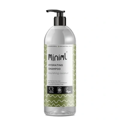Image of Miniml Natural Coconut Hair Shampoo Hydrating and Nourishing, for Normal to Dry Hair, Suitable Sensitive Scalp Skin, Sulphate Free, Vegan Cruelty 1L Forever Bottle